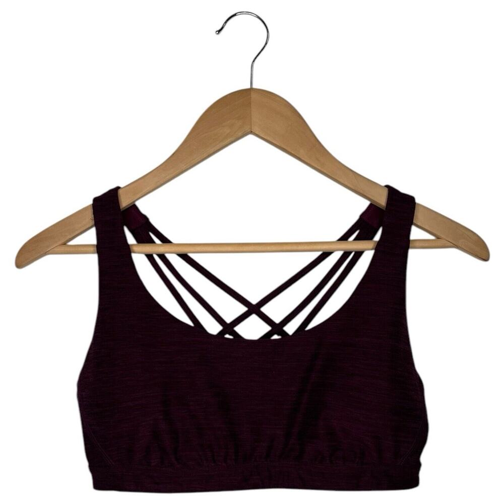 Victorias Secret Sports Bra Womens Medium Purple Criss Cross Logo Removable Pads